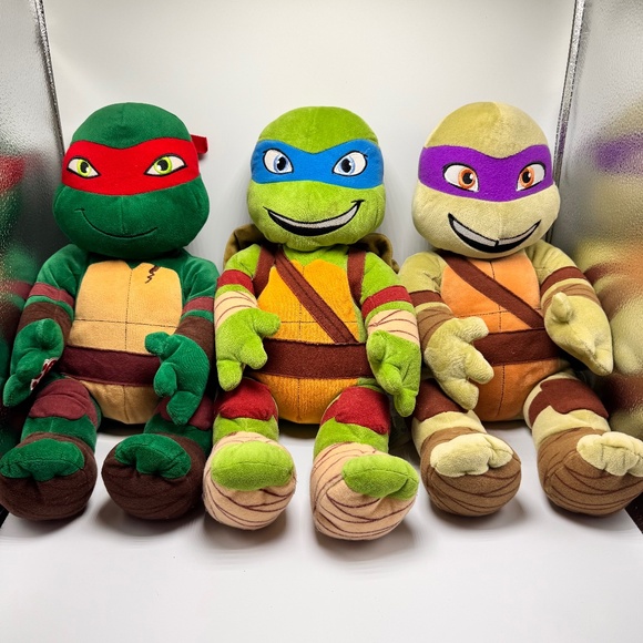 Build A Bear TMNT Teenage Mutant Ninja Turtles Lot of 3 Plush Nickelodeon 18" - Picture 1 of 15